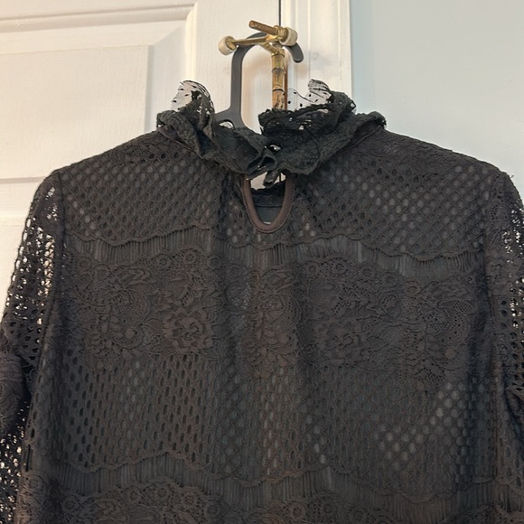 Cocktail Party Mini Black Lace Long Sleeves Dress - Picture 6 of 9